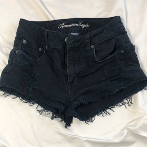 Black ripped American eagle shorts